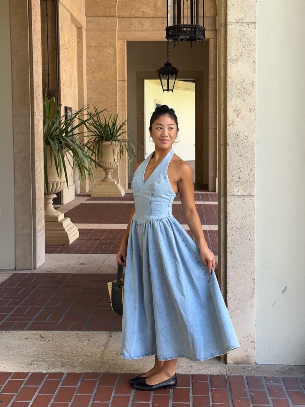 Meshki Light Blue Halter Midi Dress for Kids